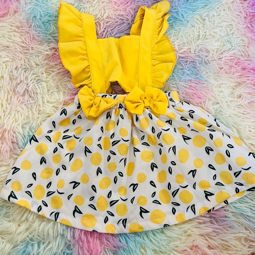 SHEIN Baby Lemon Print Dress with Ruffles